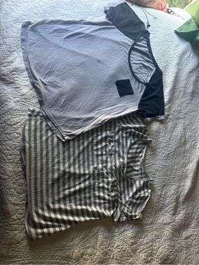 Workshop Republic Clothing White & Black Striped Button-Front Tank